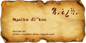 Nyalka Ákos névjegykártya